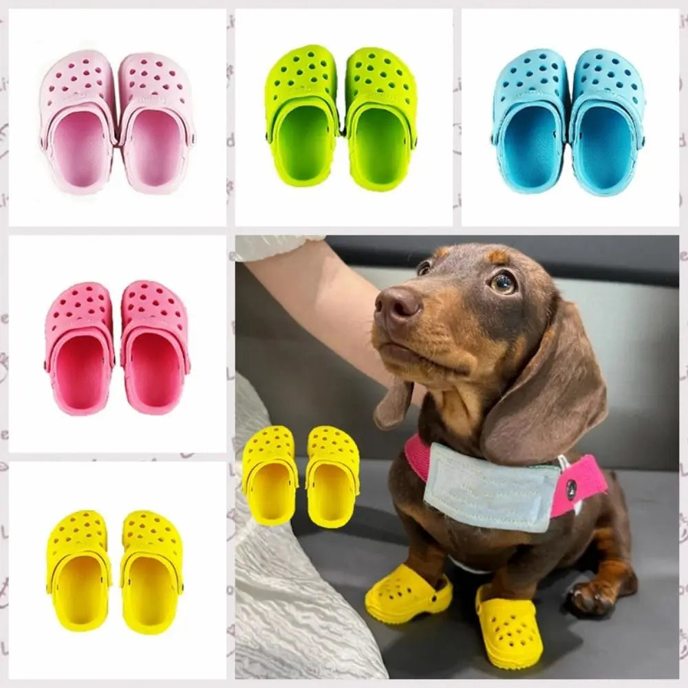 1 Pair Dog Accessories Non-slip Pet Sandals Soft-soled Comfortable Dog Hole Shoe Wear-resistant EVA Dog Rain Boots for Cats