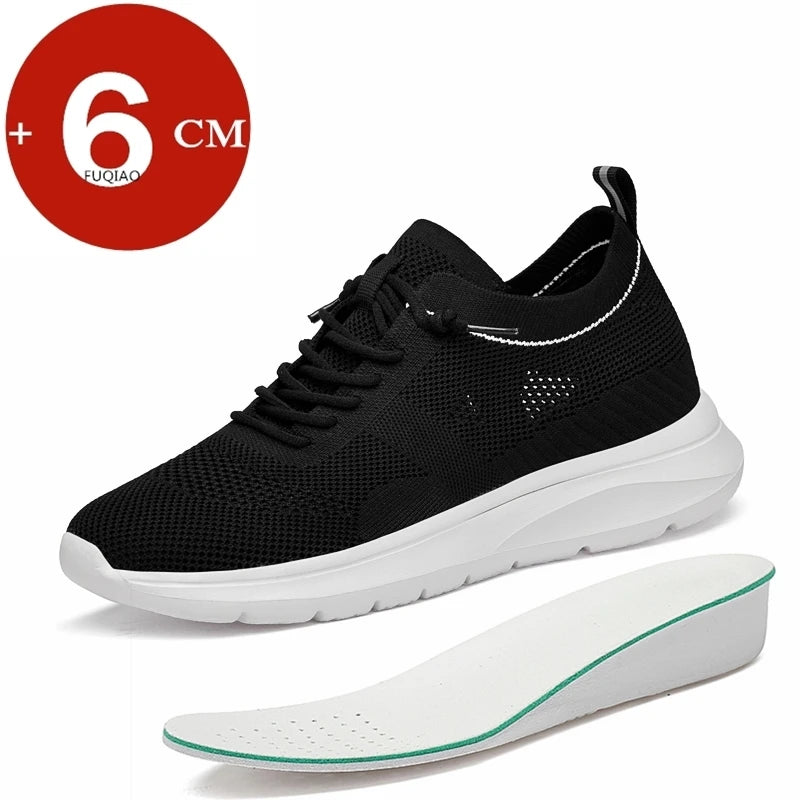 Unisex 6CM Height Increase Breathable Mesh Casual Shoes Lightweight Comfortable Elevator Sneakers for Men & Women Walking Shoes