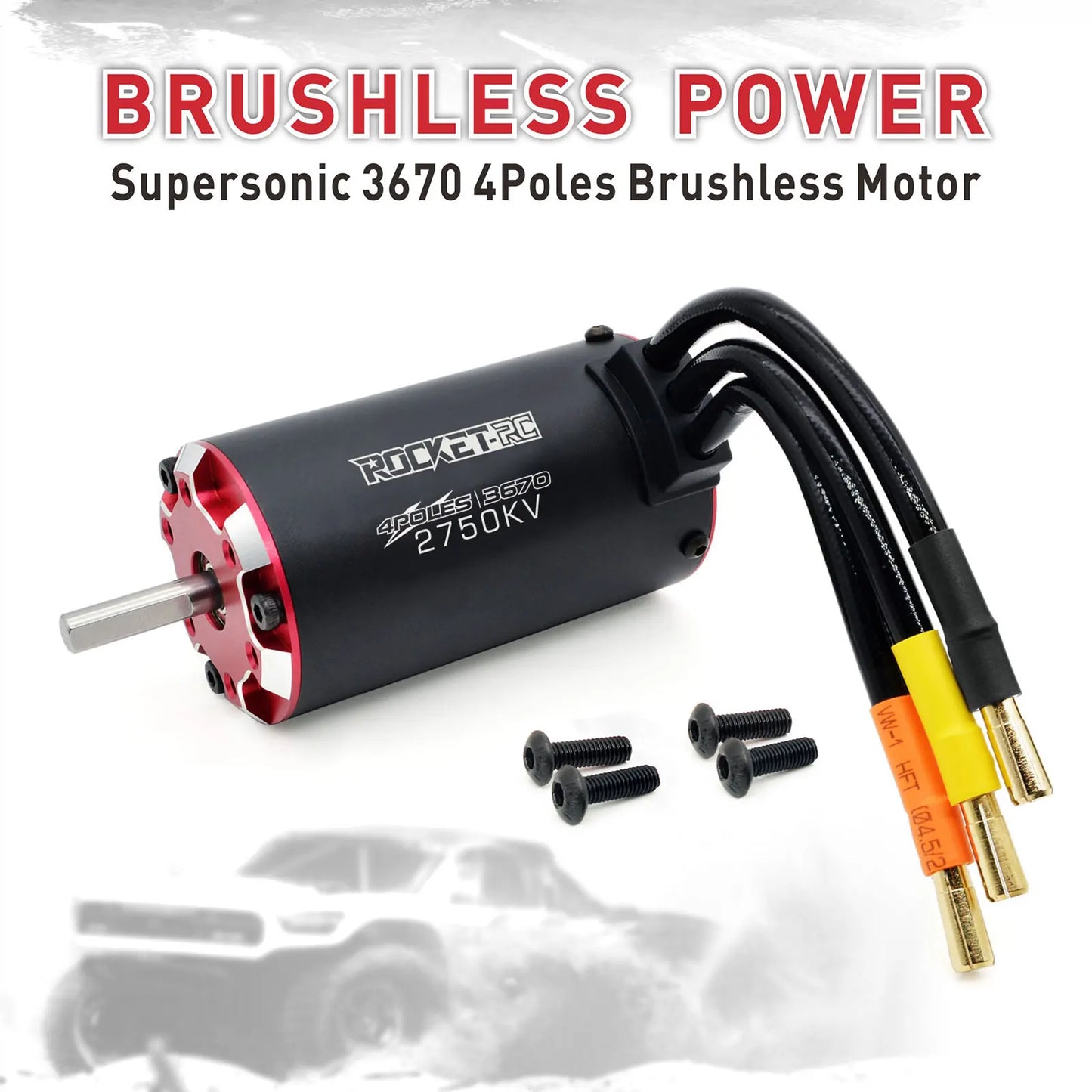 Rocket RC V2 supersonic 3650 3660 3665 3670 3674 Built -in Temperature Sensor Brushless Motor for 1/8 1/10 RC Car Off-Road Boat