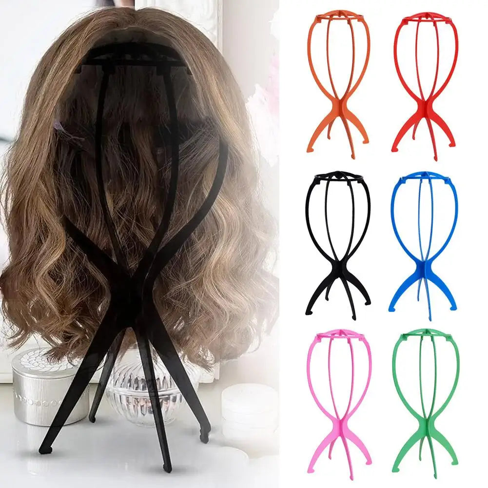 Portable Folding Wig Stand, Plastic Mannequin Head Holder for Hat & Hair Display   Adjustable 36x16Cm Wig Display Tool