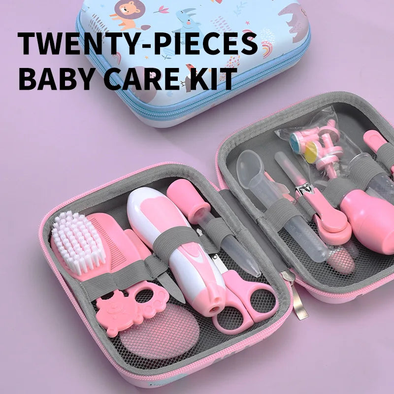 Baby Care Kit Kids Hair Nail Healthcare Thermometer Grooming Brush Kit Clipper Scissors Nail clipper Newborn Care Cleaning Set