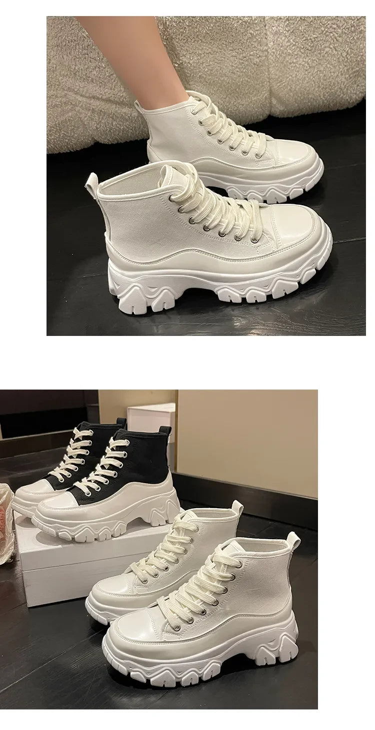 New Women Run Star Sneakers High Top Platform Women Sports Shoes White Black Casual Fashion Canvas Shoes Vulcanized Shoes Feme