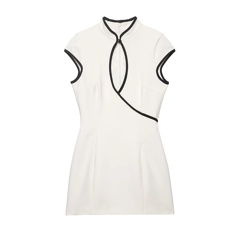 White Patchwork Mini Dress Women Fashion Sleeveless Off Shoulder High Waist Slim Mini Dresses 2026 Evening Party Summer Dresses