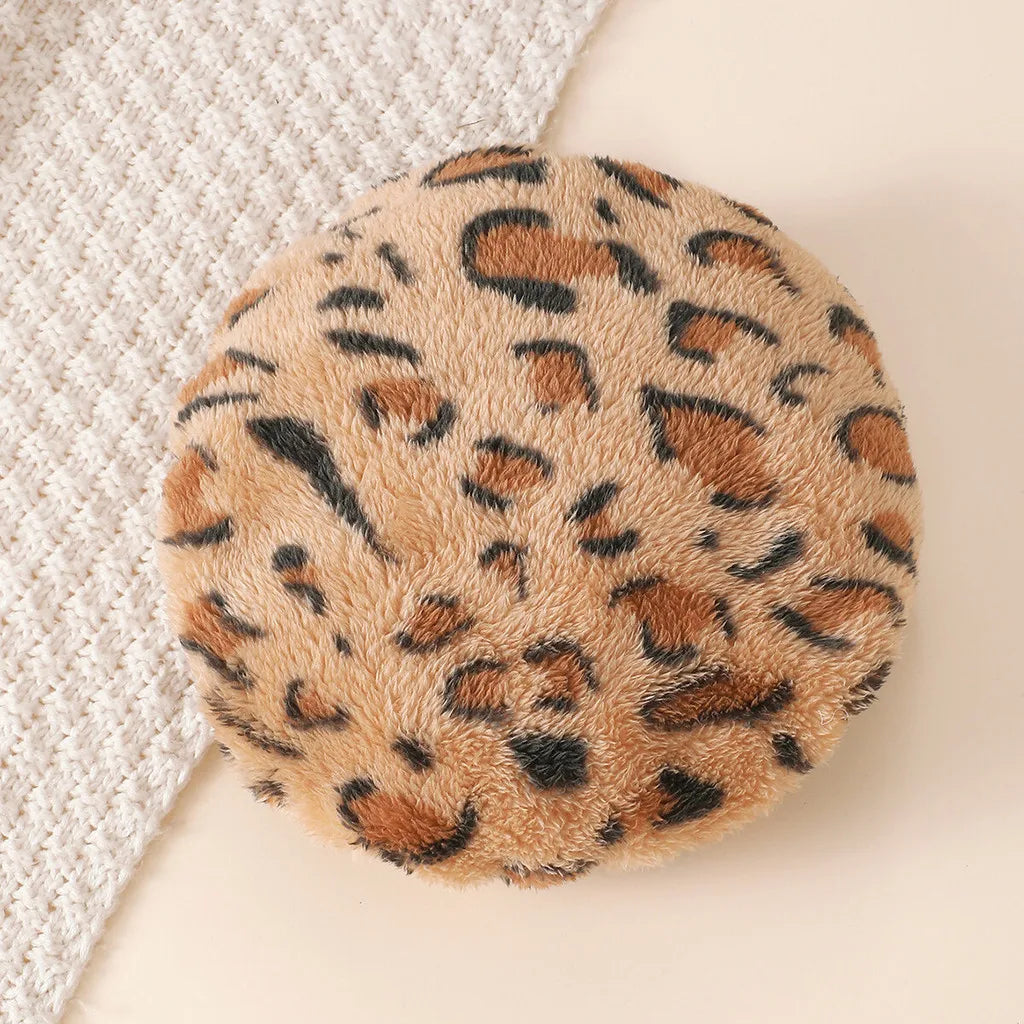 Winter 3PCS Baby Girl Clothes Sets Long Sleeved Plush Cute Top+Leopard Print Skirt+Hat Fashion Outfits for 0-3Years Toddler Girl