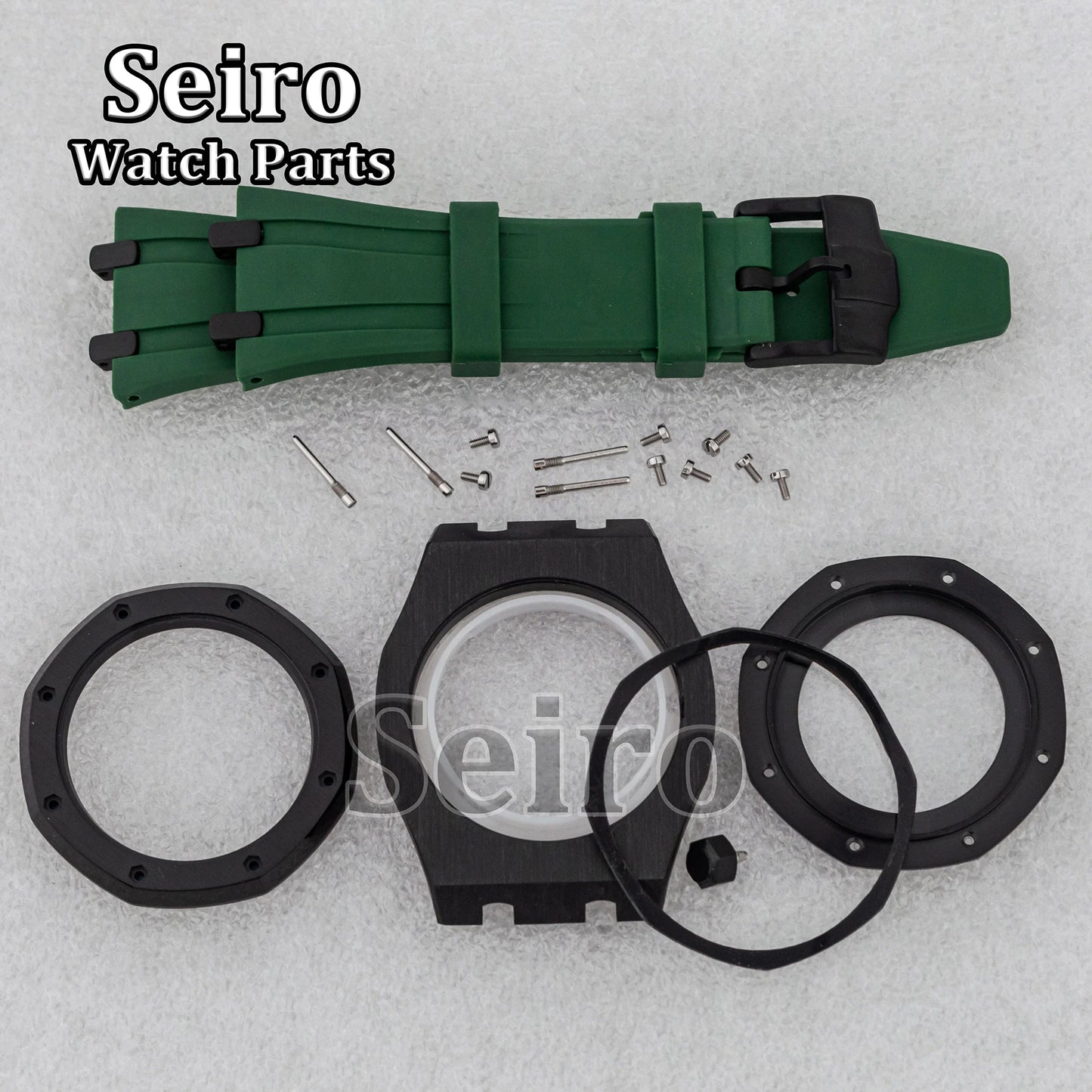 42mm Octagon Watch Case Rubber Strap Sapphire Crystal 10bar for 31.8mm Dial Royal Oak NH35 NH36 Movement Watch Modified Parts