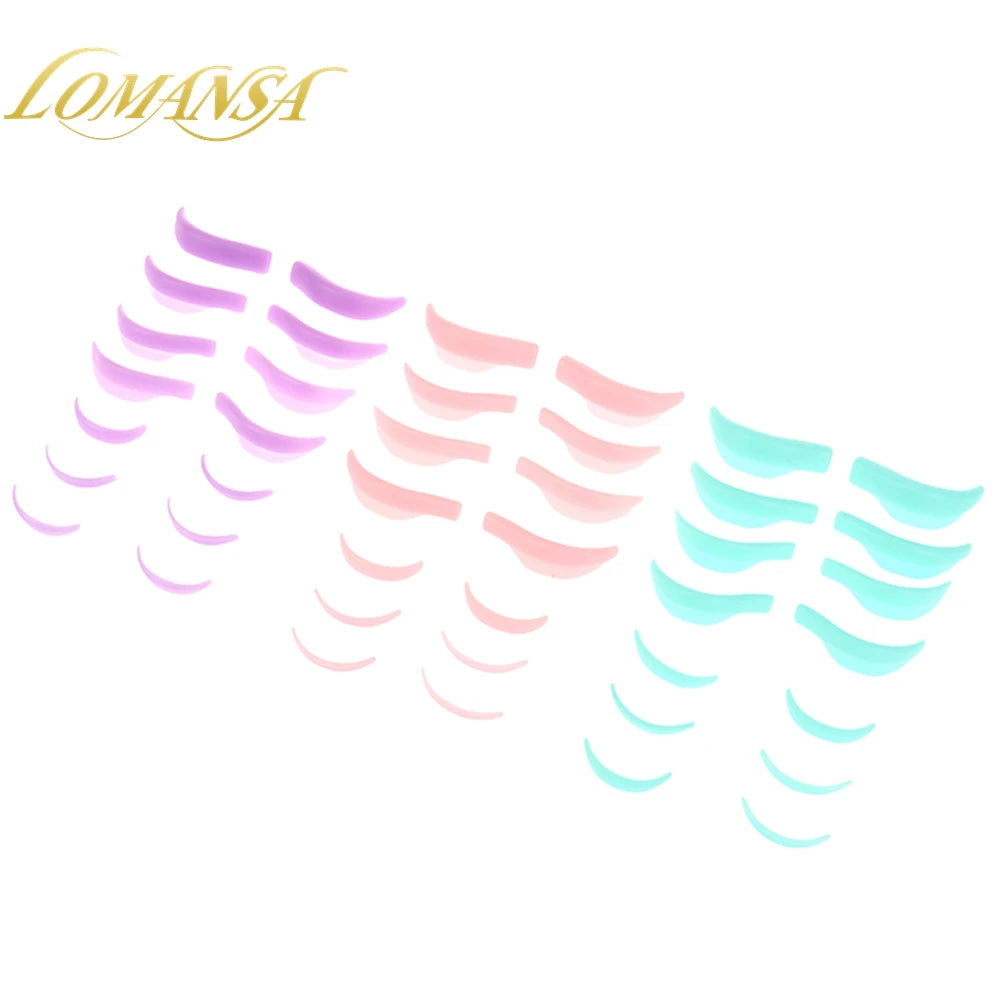 Lomansa 7 Pairs Silicone Eyelash Perming Pad Lash Lifting Kit Recycling 3D Eyelashes Curler Rod Shield Lashes Extension Supplies