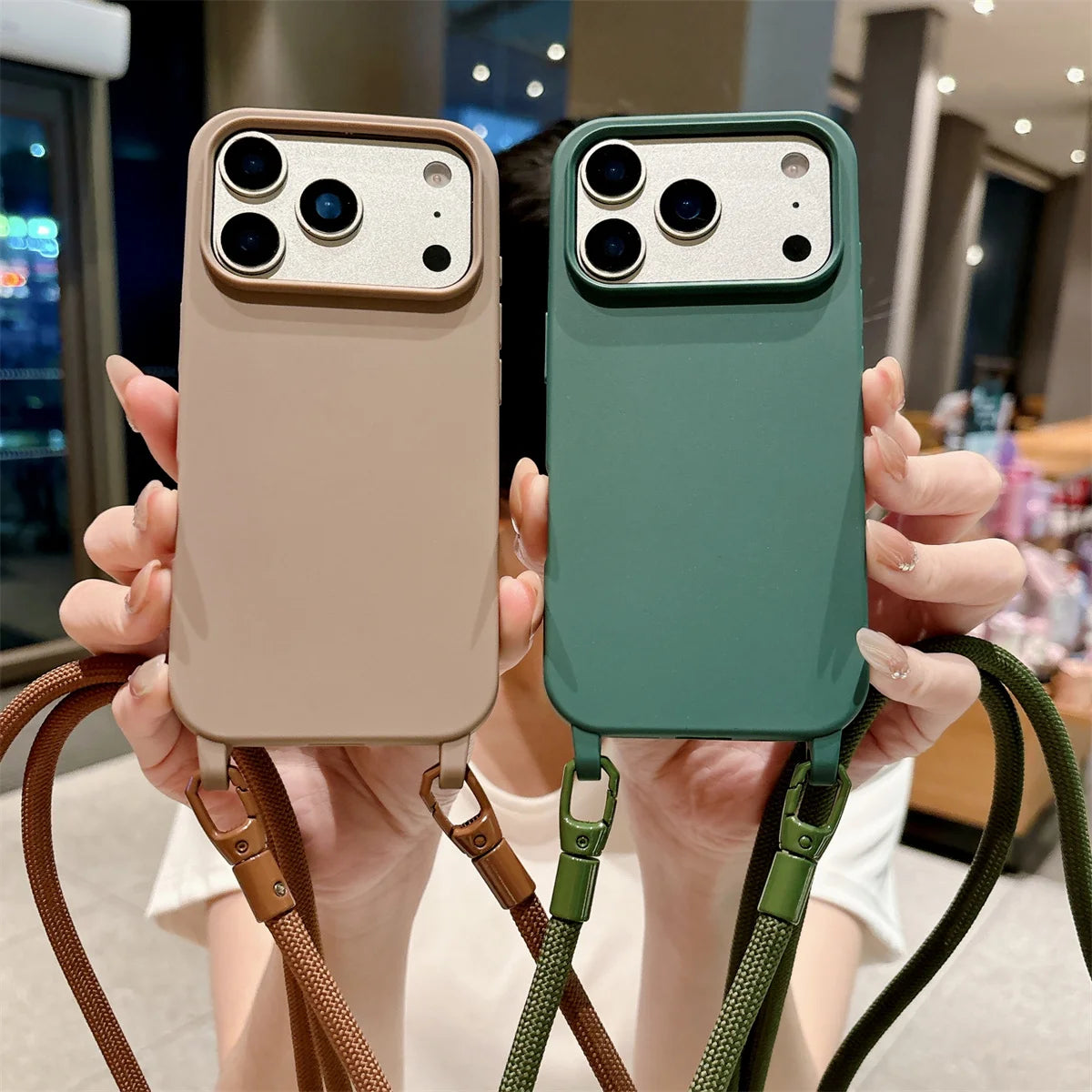 Silicone Phone Case for IPhone 17 Air 16 16E 15 14 Plus 11 13 12 Mini Pro Max Crossbody Lanyard Candy Color Soft TPU Back Cover