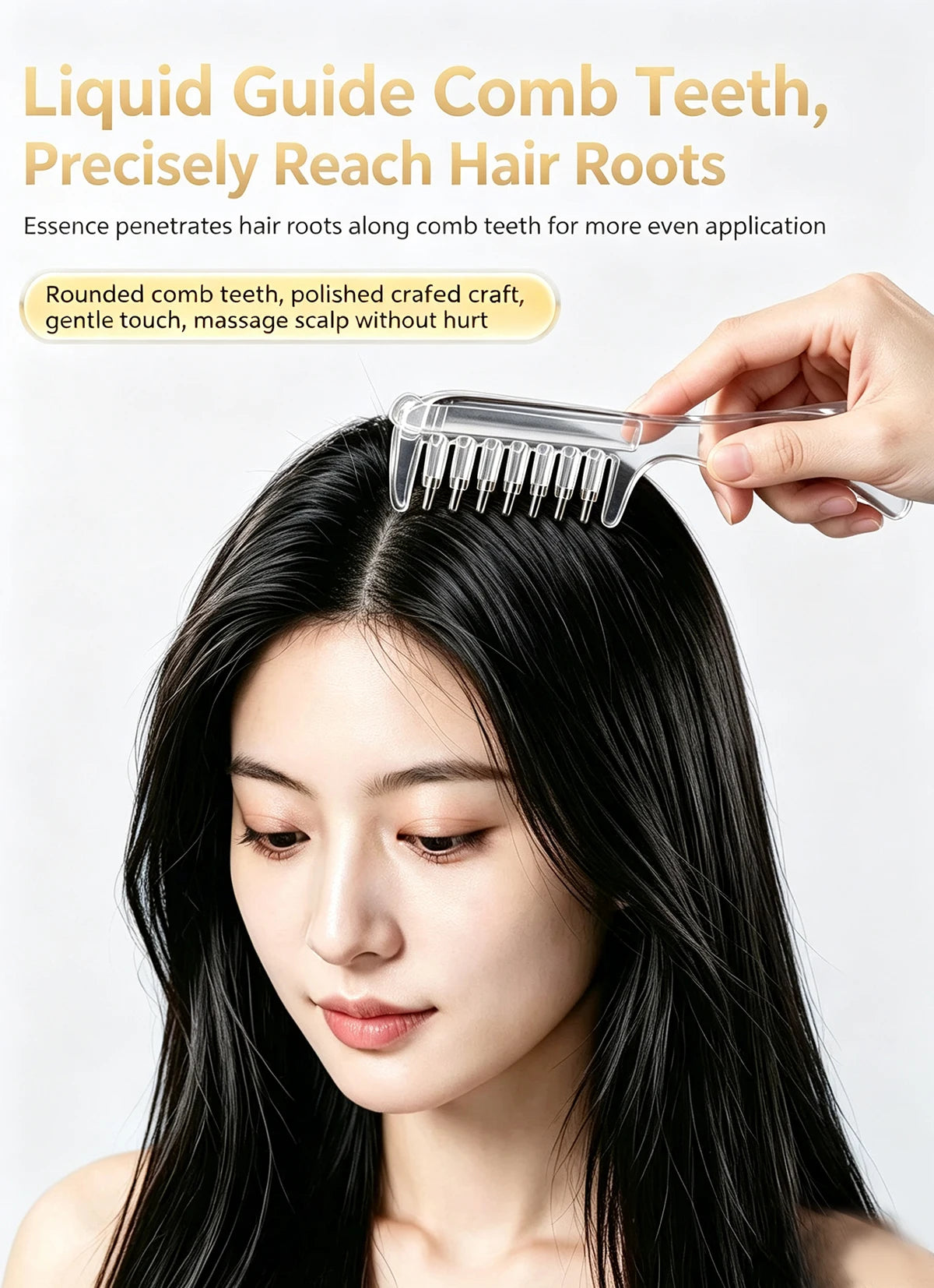 Scalp Liquid Applicator Comb, Refillable Hair Serum Oil Dispensing Comb, Roller Ball Massage Comb For Hair Root Treatment