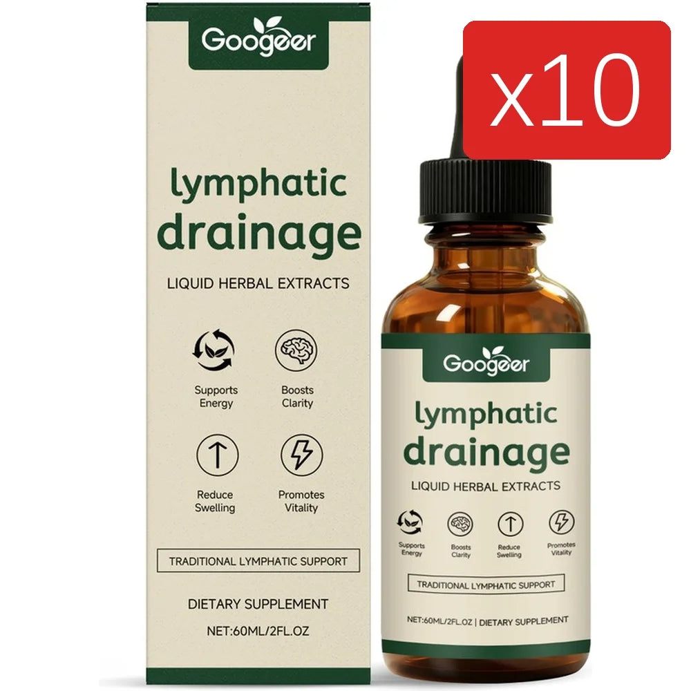 Googeer Lymphatic Drainage Drops for Bloat Relief & De-Puff, Lymph Node Detox Cleanse, Fluid Retention, Alcohol-Free 60 Servings