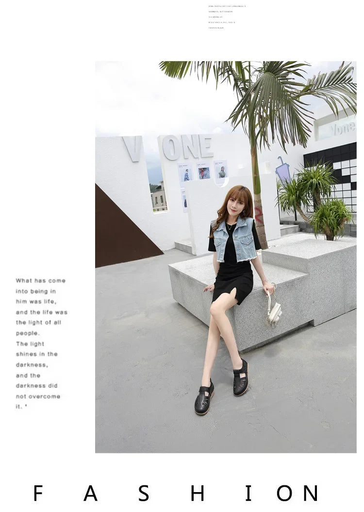 Women's Shoes Sandals Fashion Baotou Wedge Platform Sandals Ladies Retro Rome Sandalias Mujer Slip on Beach Shoes Footwear 2024
