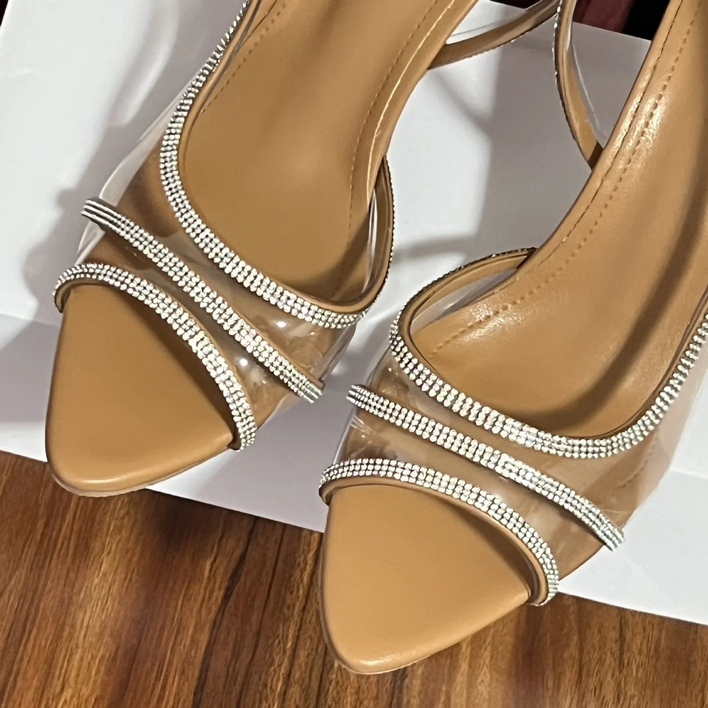 Transparent Water Diamond Women's Sandals Summer 2025 New Style Versatile Fish Mouth Pointed Toe Elegantly Exposed Toe Stiletto