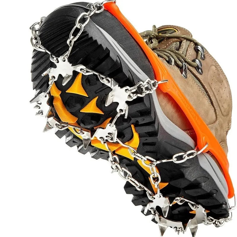 2PCS Ice Cleats for Snow & Ice Non-Slip Overshoe Crampons with Stretch Fit Rubber Traction for Walking