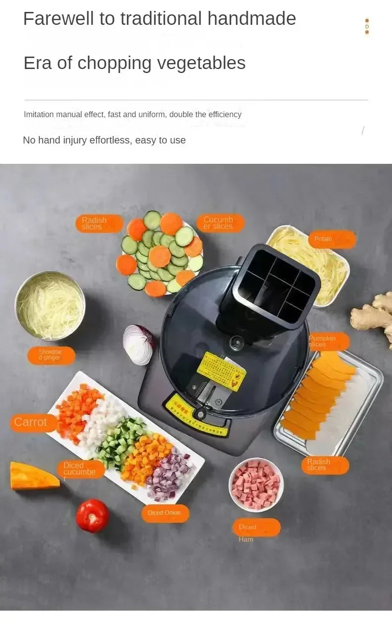 Commercial Vegetable Chopper 3 in1 Multifunctional Electric Cutting Machine Carrot Potato Slice Shred Diced Food Processor