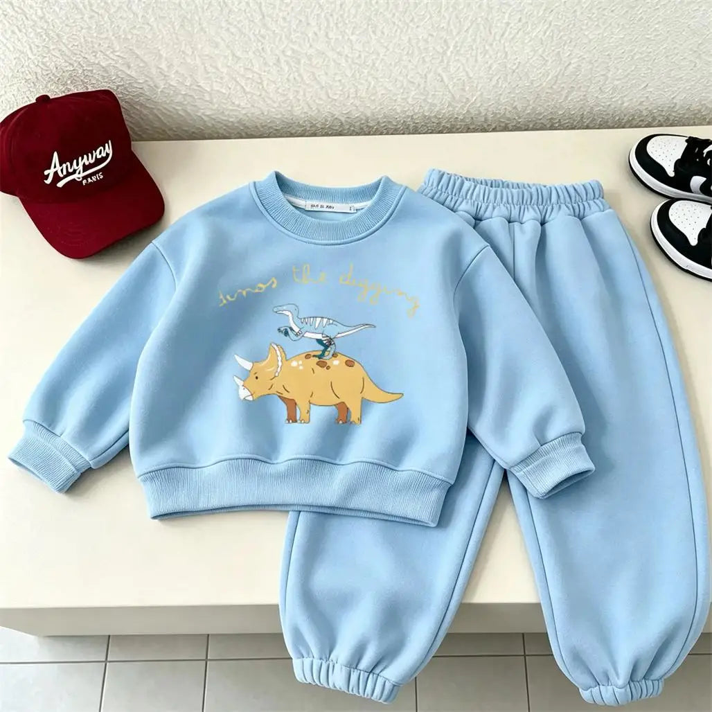 Boys And Girls Cartoon Costume Round Neck Hoodie Loose Pants Baby Autumn Clothing 2Piece/Set Toddler New Design Lovely Suits