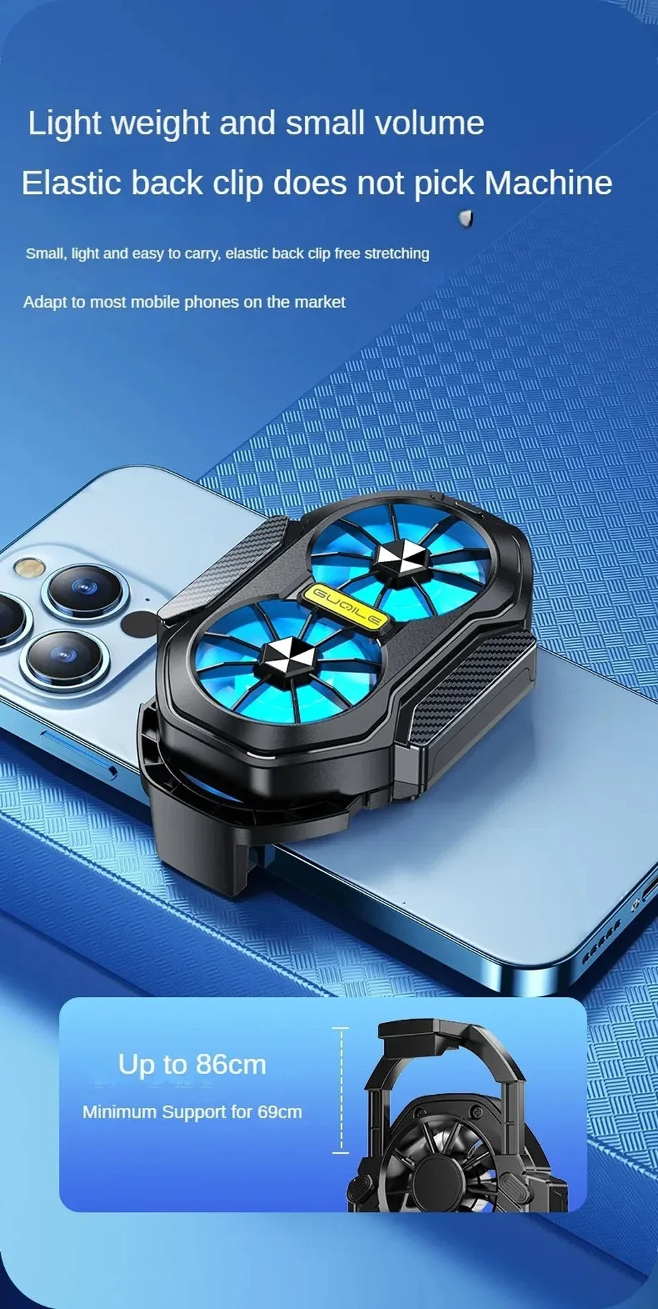 FS01 Dual Fan Rechargeable Mobile Phone Cooler Mini Back Clip USB Radiator Long Lasting Stronger Cooling Air For 62-92mm Phone