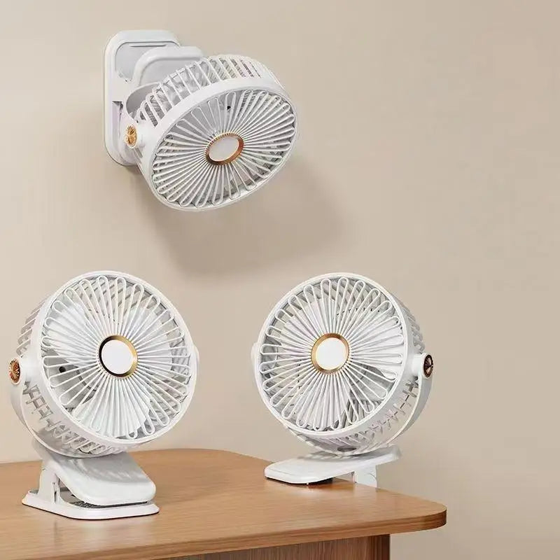 1 Set 720° Rotating Hanging Clip Fan Night Light Air Cooler USB Rechargeable Electric Fan Outdoor Camping Small Fans Ventilador