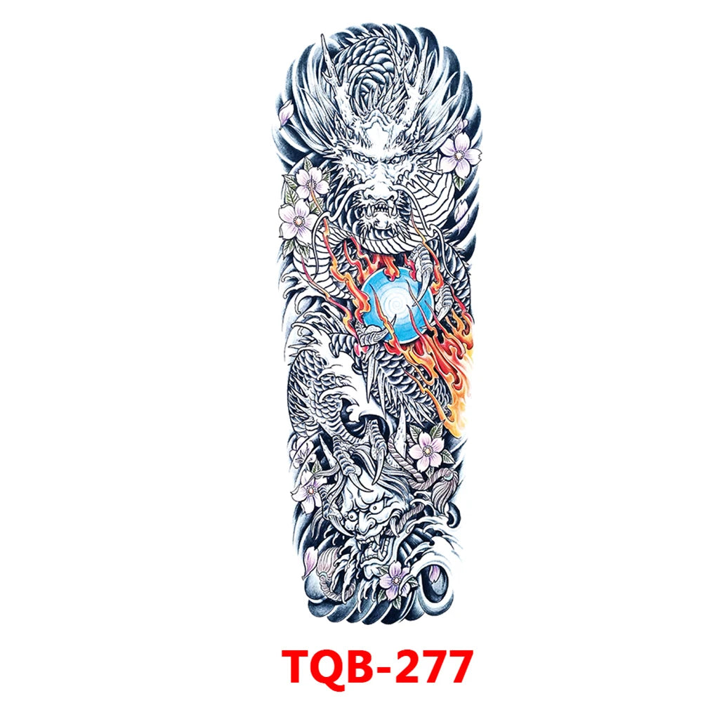 Large Arm Sleeve Tattoo Rose Gear Clock Eye Waterproof Temporary Tatto Sticker Lion Wolf King Body Art Full Fake Tatoo Women Men