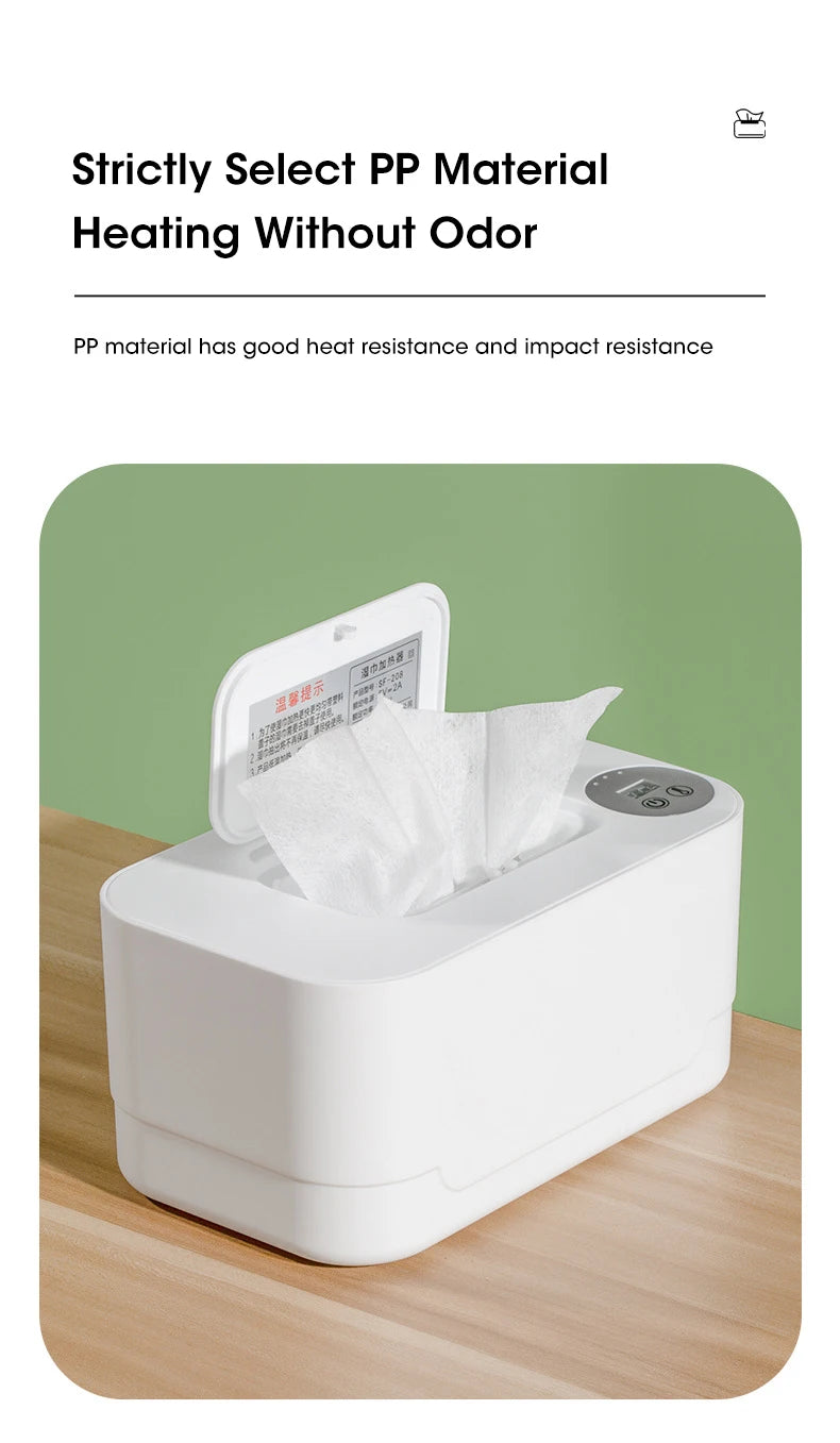 Portable Baby Wipe Warmer with LED Display, USB Charging & Auto Dispenser for Home and Car Use