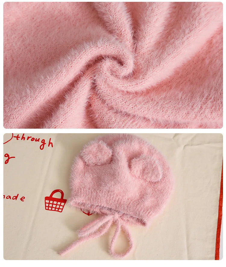 HoneyCherry Baby Solid Color Footies Cute Footed Hoodie Plush Pajamas Homewear Baby Clothes