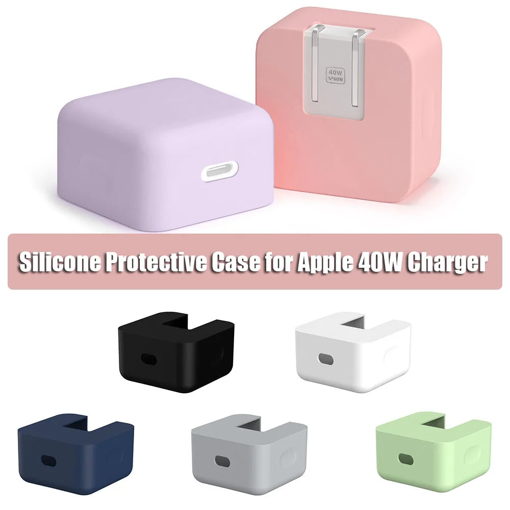 Soft Silicone Charger Protector Case 40W Dynamic Power Adapter Sleeve Cover for iPhone 17/16 for MacBook Air M4 M3 M2 M1 Charger
