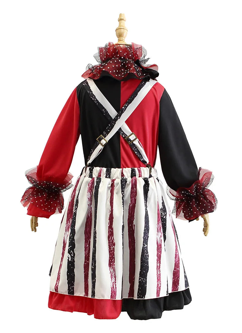 Halloween Cosplay Costumes Horror Clown Dresses Pants Headwear Clothes Sets Carnival Theme Party Role Playing Outfits for Girls