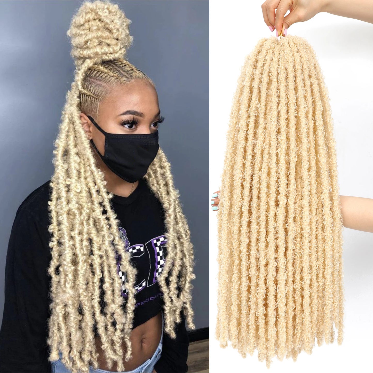 Butterfly Locs Crochet Hair 12-36 Inch Fairy Butterfly Locs Pre Looped Synthetic Distressed Faux Locs 9 Strands /Pack