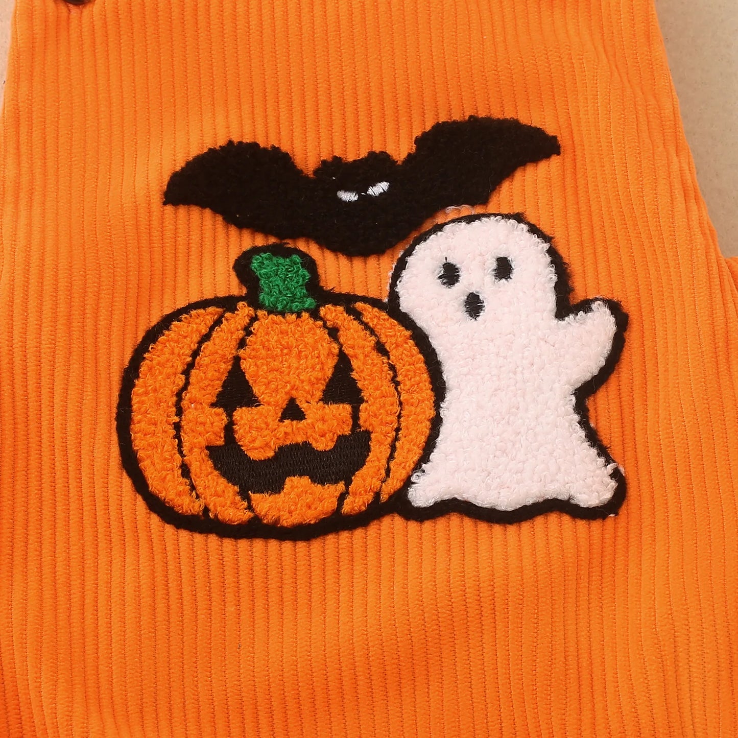 Baby Halloween Corduroy Overalls Romper Pumpkin Ghost Bat Embroidery Sleeveless Suspender Bodysuit Infant Fall Costume