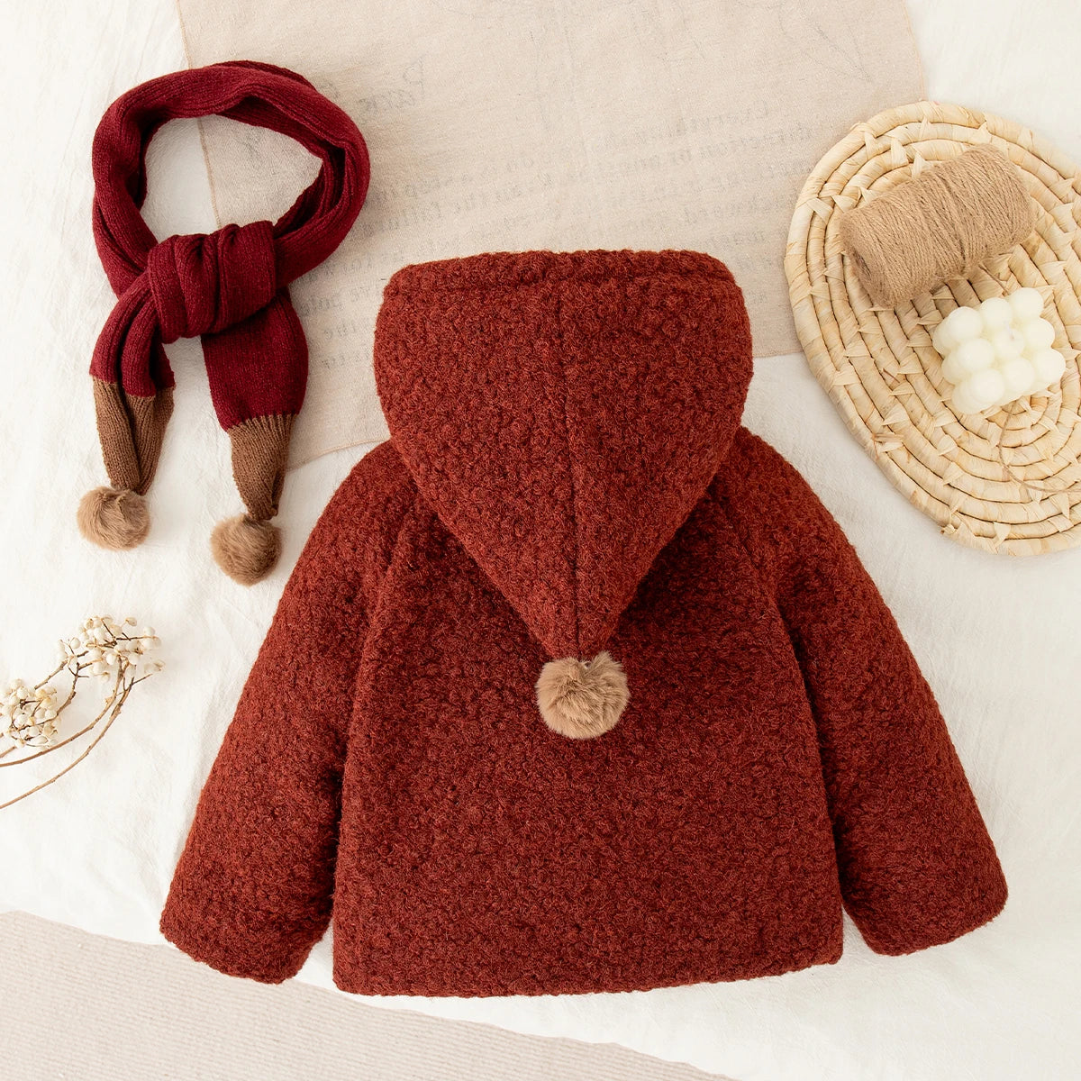 Winter New Thick Warm Baby Girl Coat, Christmas Party Children'S Clothes With Free Scarf (9 Months - 4 Years Old)