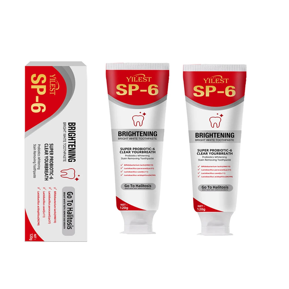 SP-6 Probiotic Toothpaste Whitening Toothpaste Remove Plaque Prevent Dental Caries Oral Hygiene Clean Fresh Breath Gum Care 120g