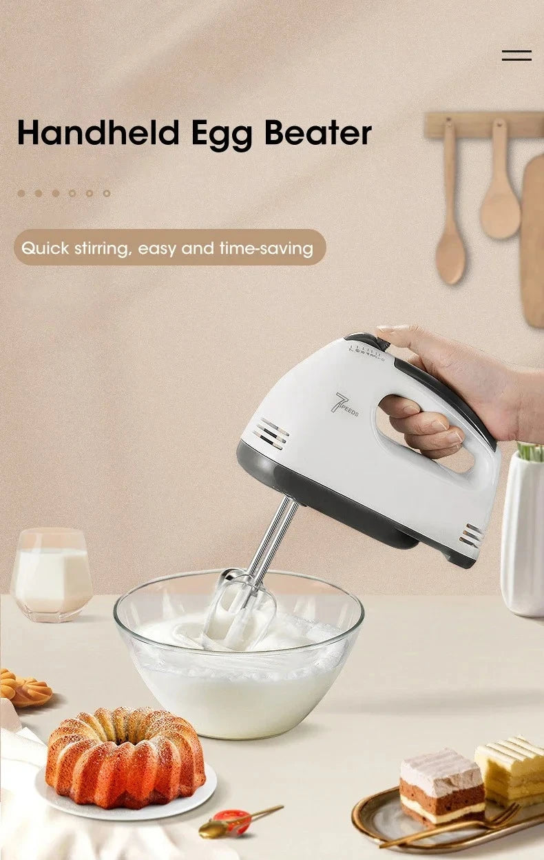7-Speed Electric Hand Mixer Automatic Blender for Cream, Egg, Cake, Dough - Versatile Kitchen Mixing Appliance Tool