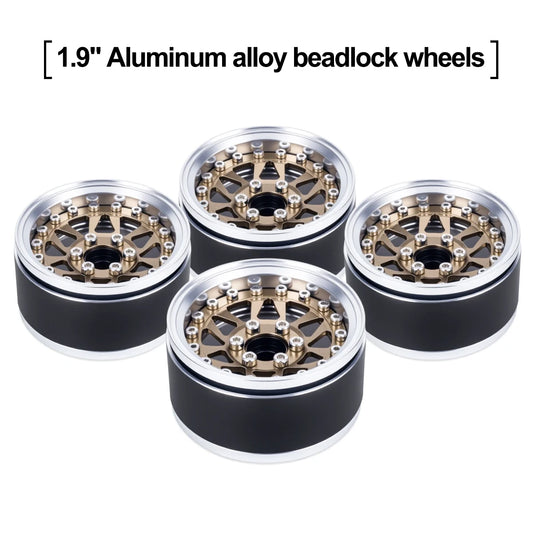4Pcs 1.9 Aluminum Beadlock Wheel Rims Adjustable Offsetfor 1/10 RC Crawler Car TRX4 TRX6 SCX10 90046 GEN7 8 D90 Upgrade Parts