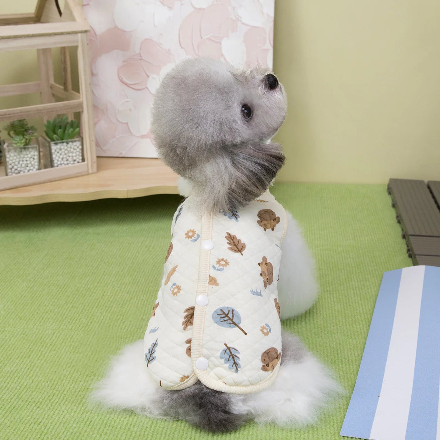 Pet Vest Small Dog Clothes Cat Autumn Winter Bear Pattern Warm Comfortable Baby Cotton Vest Teddy Bechon Small Dog Clothes