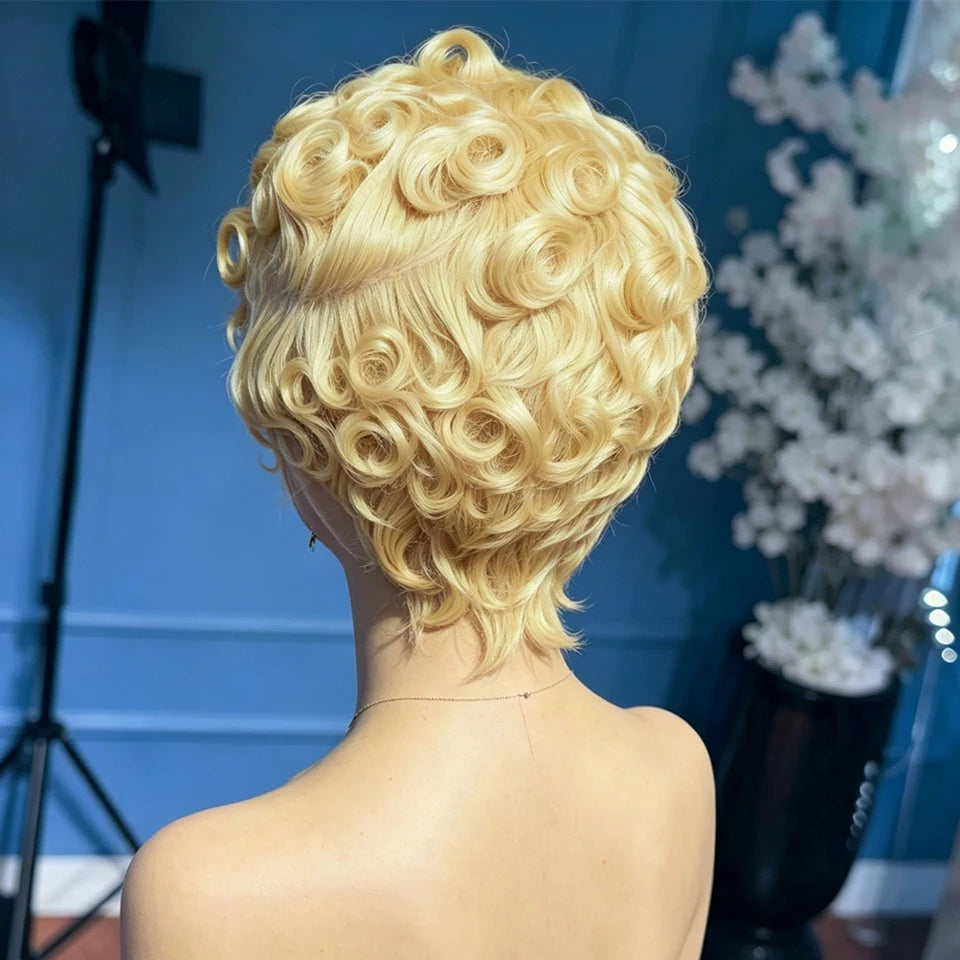 Phashion 13x4 Chioma Pixie Curly Cut Short Wigs Lace Frontal Wig Density Human Hair For Women Transparent Swiss Ready To Wear