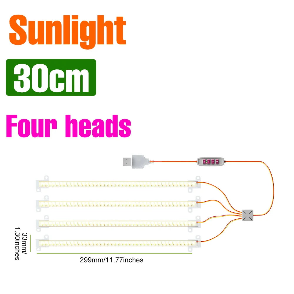 LED Plant Grow Light Bar 5V Full Spectrum Potted Fill Lamp USB Indoor Dimmable Succulent Seeding Flower Cactus Cultivate Lamps