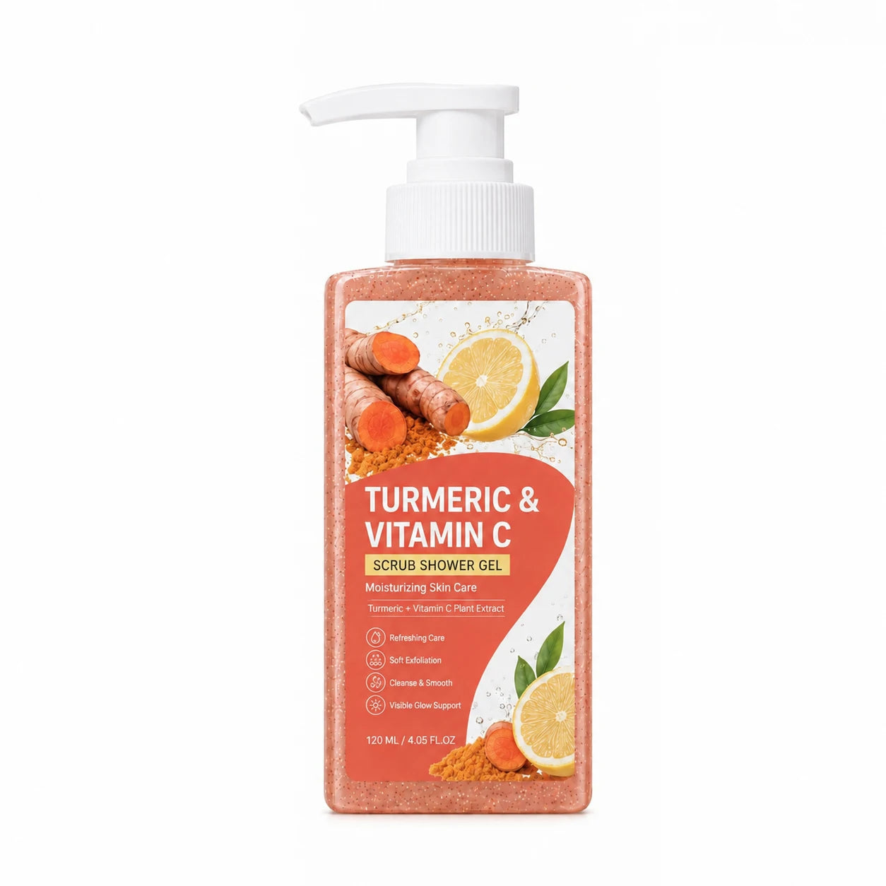Turmeric&Vitamin C Moisturizing Body Wash, Exfoliating Cleansing Smoothing Body Wash, Gentle Scrub Finish Refreshing Natural Sce