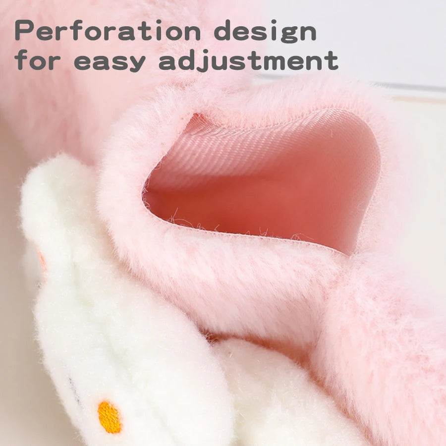 Girls Winter Warm Scarfs Thick Plush Cross Children's Scarf Baby Bib Cute Cartoon Rabbit Faux Fur Cross Neckerchief Protection S