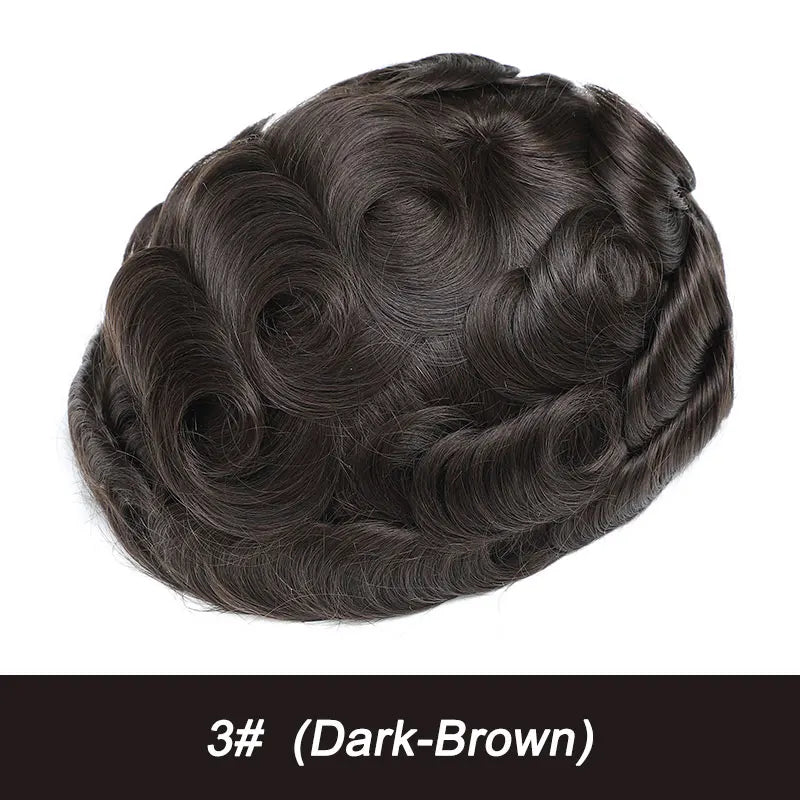 Permanent Curly Australia 25mm Men's Wigs Long-lasting Capillary Prosthesis Natural Human Hair Wigs Exhuast Hair System for Man