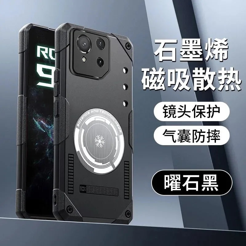 For ASUS ROG Phone 9 Case Simple Magnetic For MagSafe Built In Metal Heat Sink Cover For ASUS ROG Phone 9Pro Shell Non-Slip