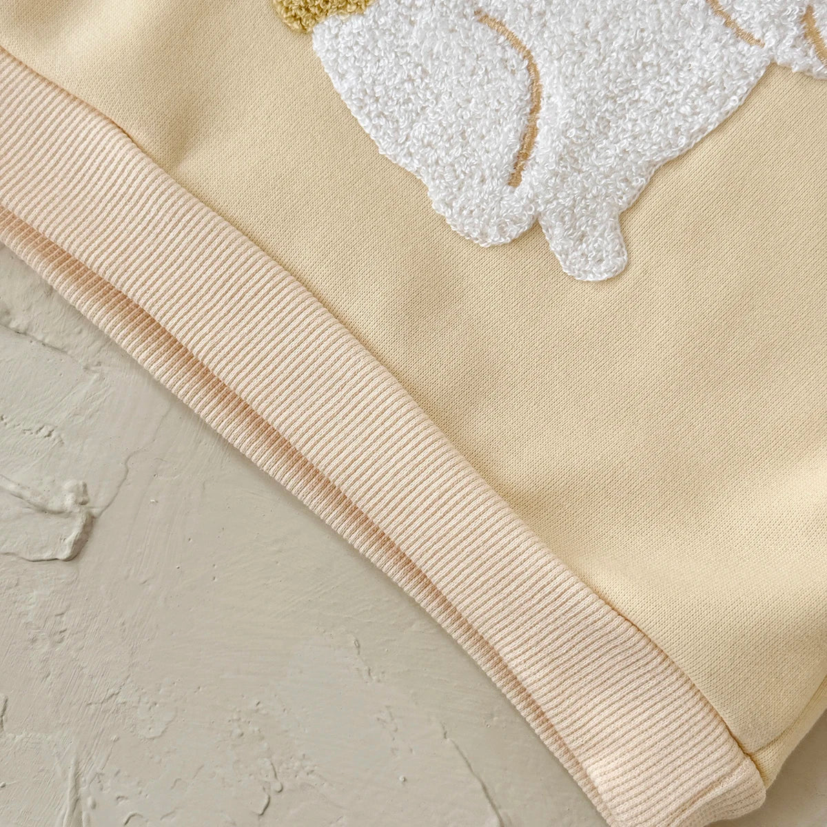 Baby Girl Cute Rabbit Pattern Embroidery Long Sleeved O-neck Sweatshirt+casual Simple Pants Set Autumn Winter Thickened Set