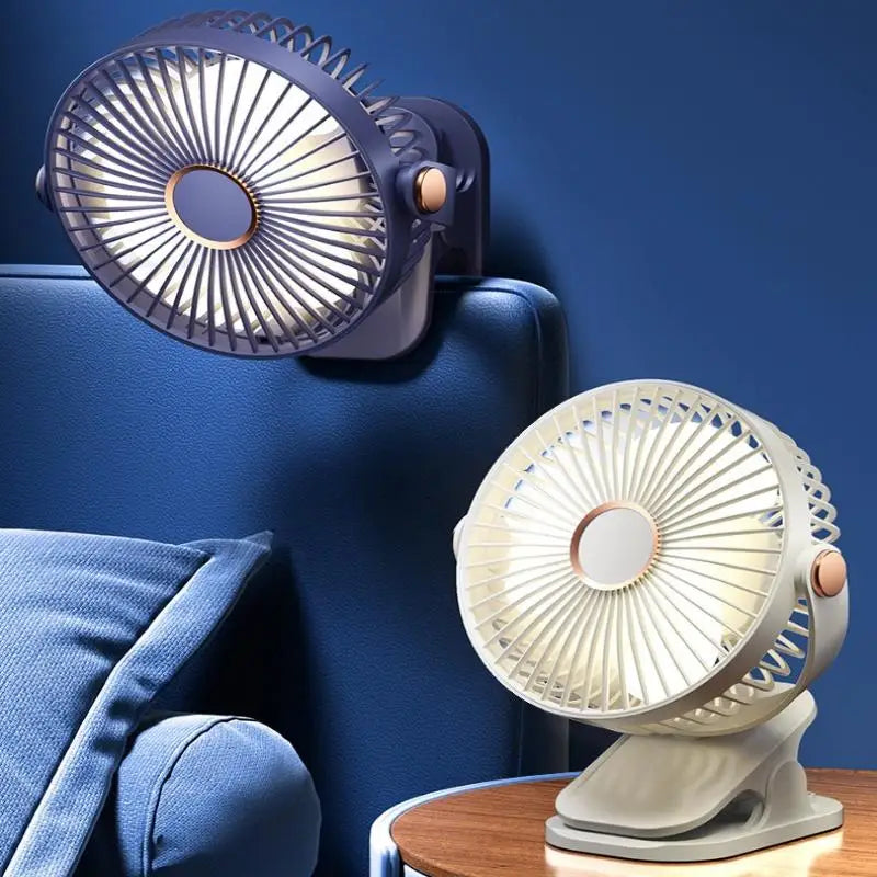 1 Set 720° Rotating Hanging Clip Fan Night Light Air Cooler USB Rechargeable Electric Fan Outdoor Camping Small Fans Ventilador