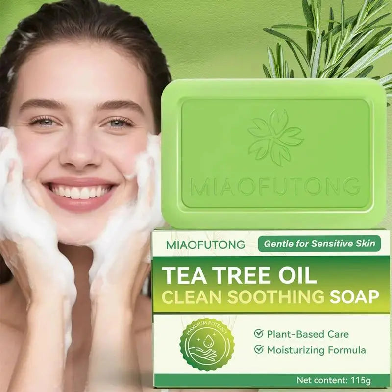 Tea Tree Soap for Face & Body Acne, 100g Tea Tree Oil Soap Bar for Face & Body Natural Skin Cleanser for Oily, Dry & Itchy Skin
