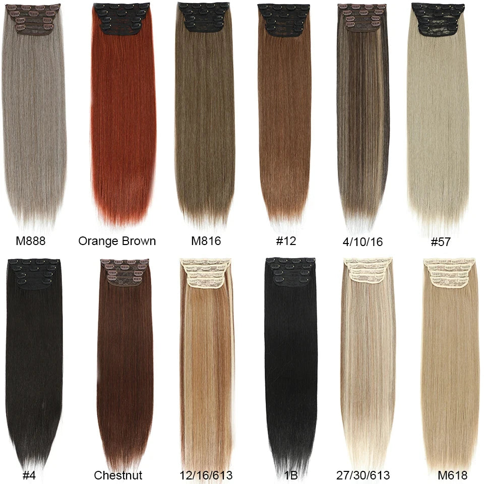 24Inches 200Grams M888 Ombre Blond 27/613 4Clips In Straight Hair Extensions Bio Heat Resistant Soft Nature Synthetic Hairpieces