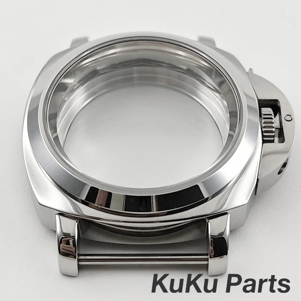 Polished/Brushed NH35 40mm Silver Sapphire Glass Watch Case With Handle Case for NH34 NH35 NH36 4R35 Movement 28.5mm Dial Watch