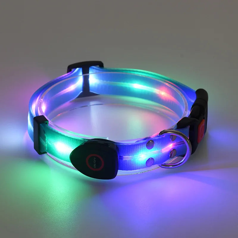 Pet Light-up Collar Leash LED Flashing Collar USB Charging Dog Walking Pulling Belt Adjustable Dog Collar Anti-Lost Pet Supplies