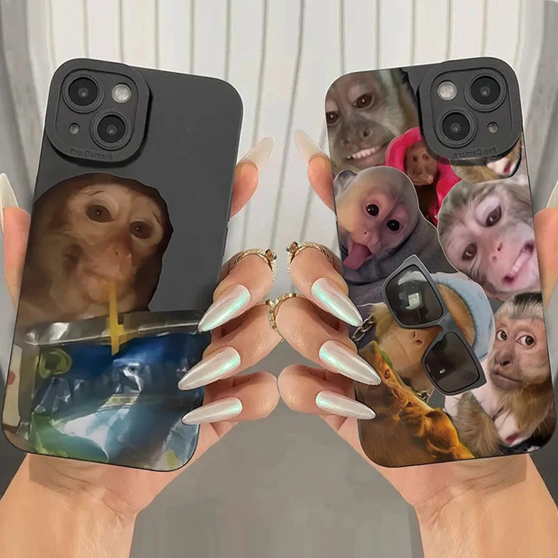 New Creative Monkey Pattern Phone Case For iPhone 16 15 14 13 12 11 Mini Pro Max X XR XSMax 8 6 6S Plus Soft Silicone Back Cover