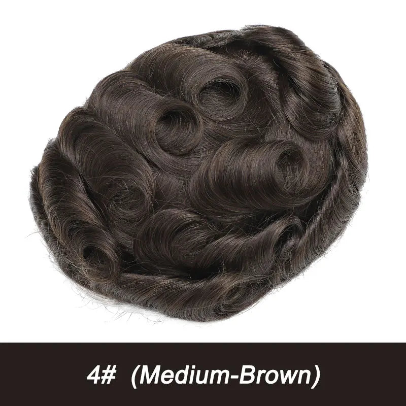 Permanent Curly Australia 25mm Men's Wigs Long-lasting Capillary Prosthesis Natural Human Hair Wigs Exhuast Hair System for Man