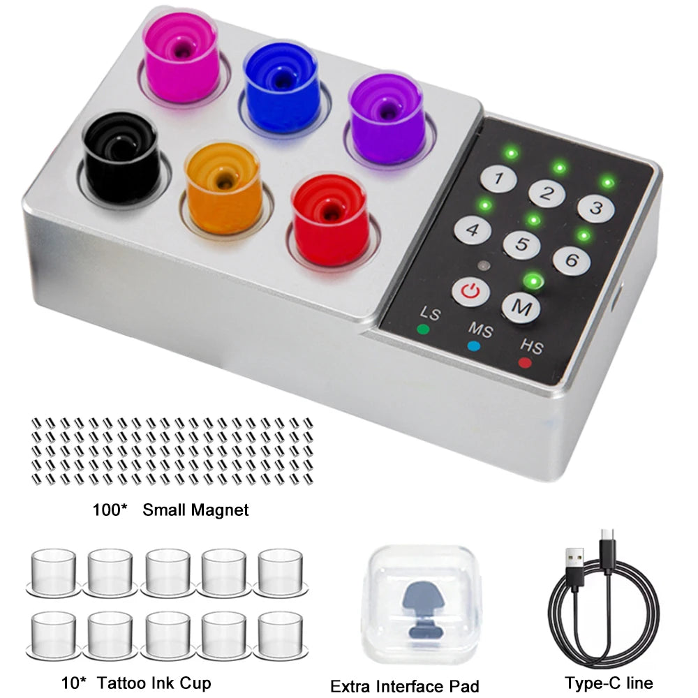 High Speed Magnetic Pigment Mixer  Wireless Tattoo Ink Vortex Mixer & Anti-Sedimentation Pigment Stirrer  Three Speed Adjustable