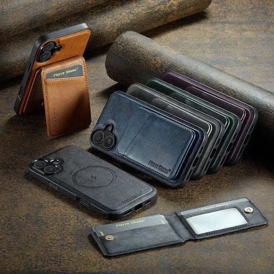 Magnetic Detachable Leather Wallet Phone Stand Case Wireless Charge Cover for iPhone  18 17Air 11 12 13 14 Plus 15 16 17 Pro Max