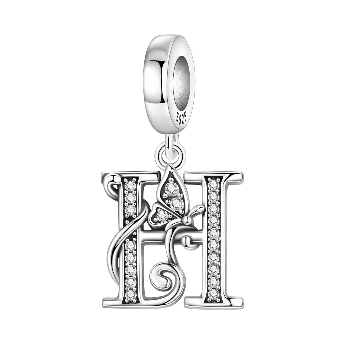 2026 New 925 Sterling Silver Zircon Scroll Grass Pattern 26 Letter Bead Charms for Women Fit DIY Bracelet Necklace Jewelry Gift