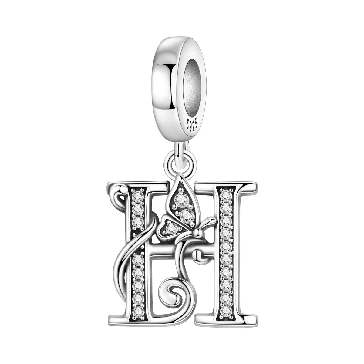 2026 New 925 Sterling Silver Zircon Scroll Grass Pattern 26 Letter Bead Charms for Women Fit DIY Bracelet Necklace Jewelry Gift